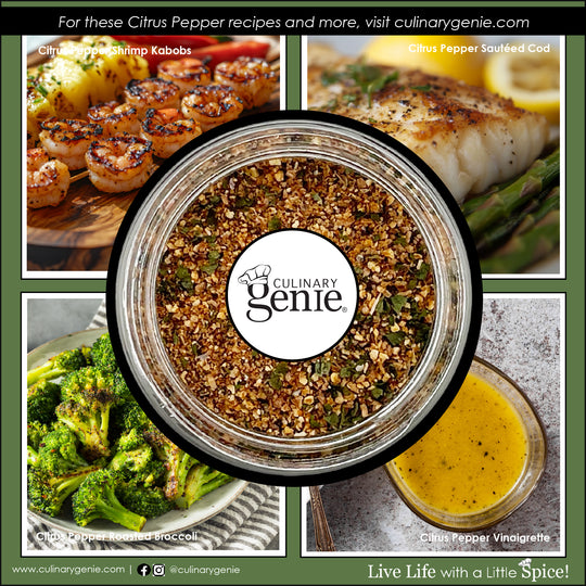 Culinary Genie Salt-Free Citrus Pepper Seasoning Blend recipe images.