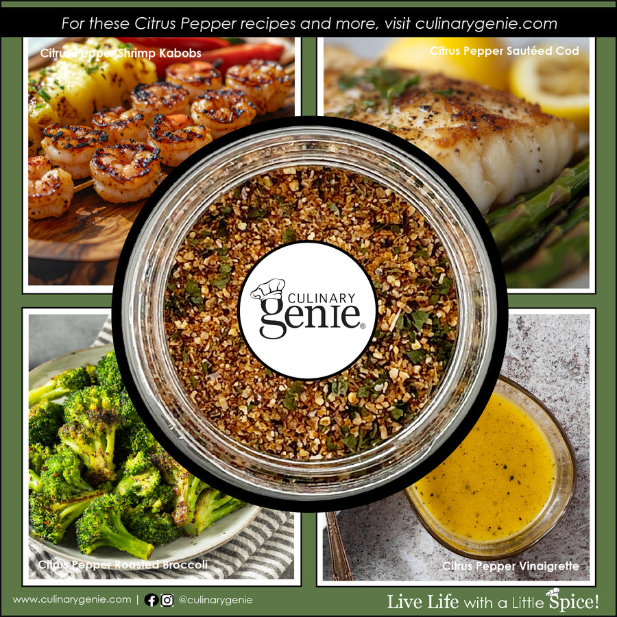 Culinary Genie Salt-Free Citrus Pepper Seasoning Blend recipe images.