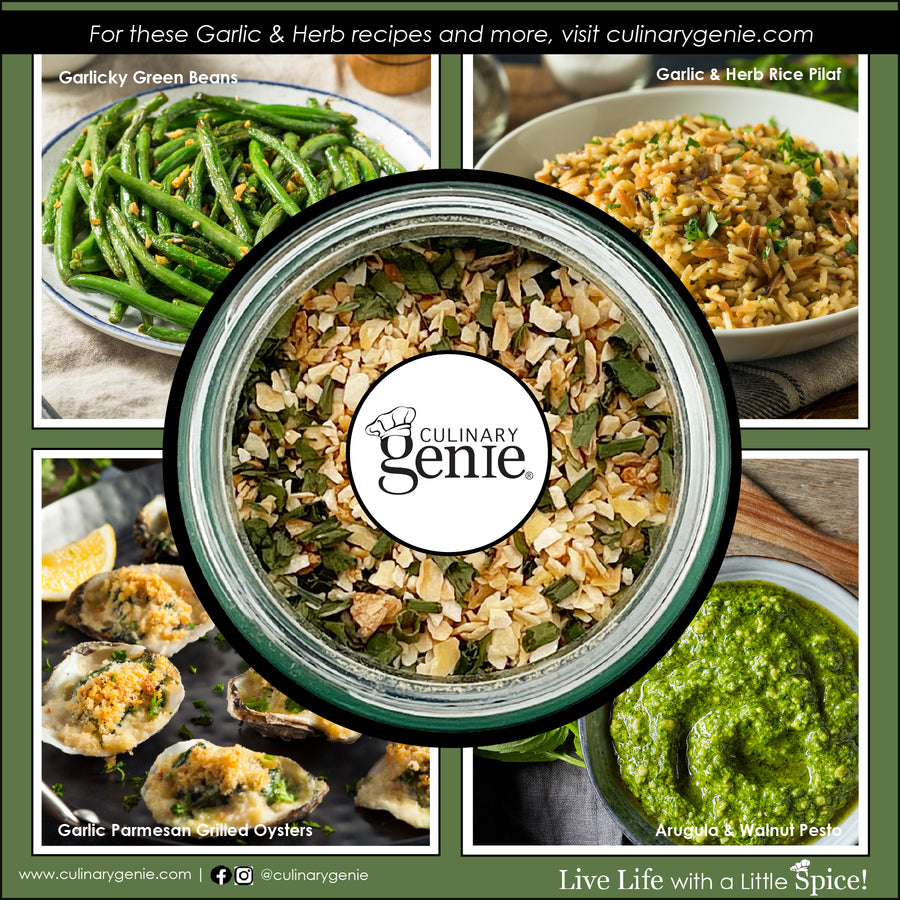 Culinary Genie Salt-Free Garlic and Herb Seasoning Blend recipe images.