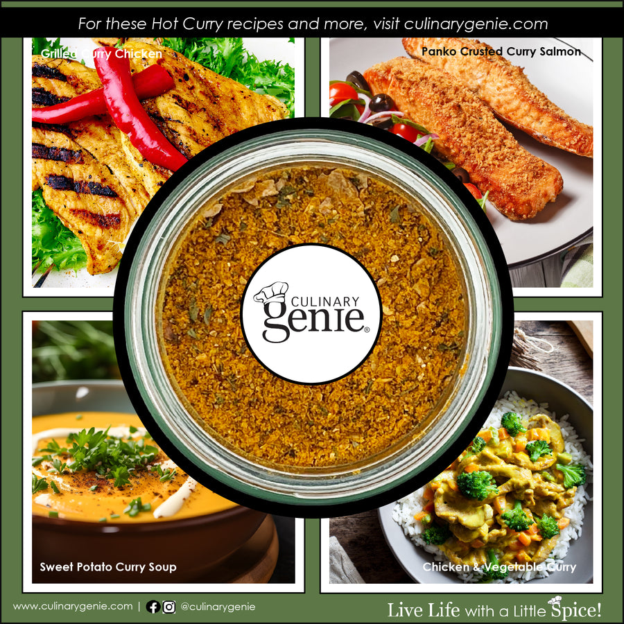 Culinary Genie Salt-Free Hot Curry Seasoning Blend recipe images.