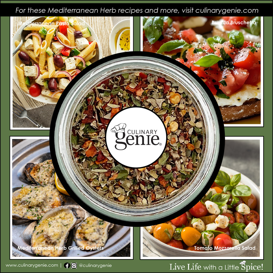 Culinary Genie Salt-Free Mediterranean Herb Seasoning Blend recipe images.