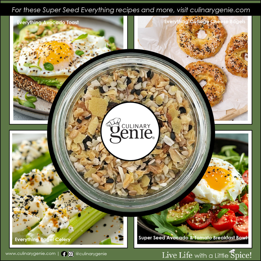 Culinary Genie Salt-Free Super Seed Everything Seasoning Blend recipe images.