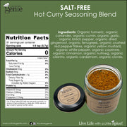 Culinary Genie Salt-Free Hot Curry Seasoning Blend nutrition facts and ingredient list.