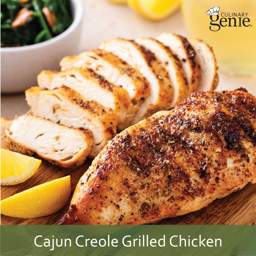 Culinary Genie Cajun Creole Grilled Chicken recipe featuring Culinary Genie Salt-Free Cajun Creole Seasoning Blend.