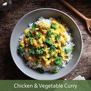 Culinary Genie Salt-Free Chicken and Vegetable Curry recipe featuring Culinary Genie Salt-Free Hot Curry Seasoning Blend.