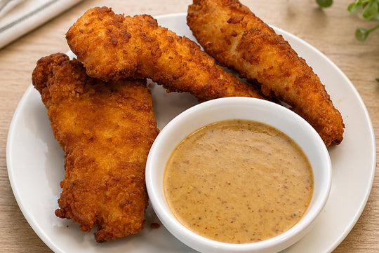 Honey Mustard Dipping Sauce made with Culinary Genie Salt-Free Everyday Seasoning Blend and Culinary Genie Salt-Free Umami Mushroom Seasoning Blend