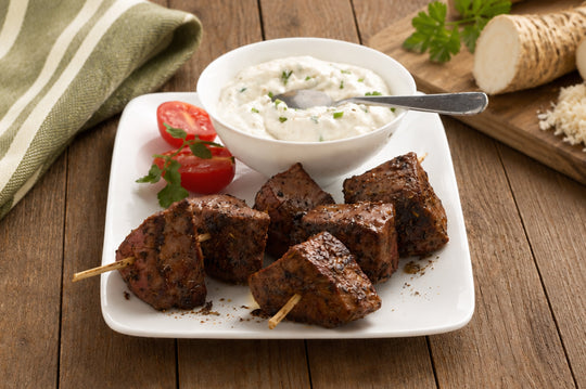 Grilled Cajun Beef Bites with Horseradish Dipping Sauce