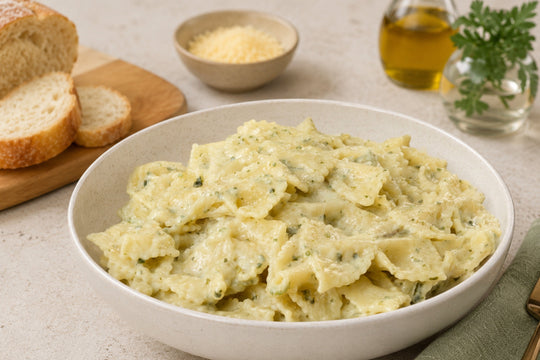 Creamy Bowtie Pasta recipe using Culinary Genie Salt-Free Everyday Seasoning Blend