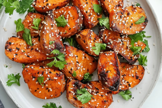 Roasted Super Seed Sweet Potatoes