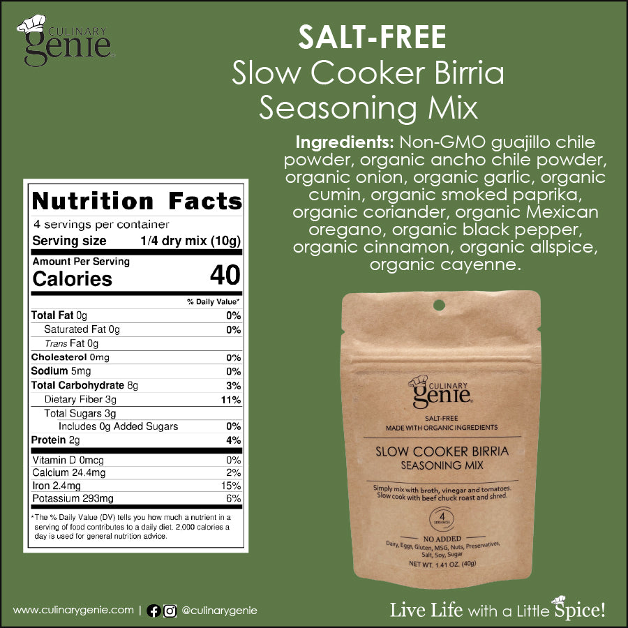 Salt-Free Slow Cooker Birria Seasoning Mix | Serves 4