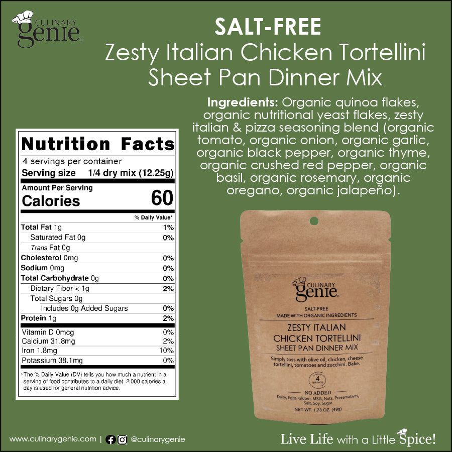 Salt-Free Zesty Italian Chicken Tortellini Sheet Pan Dinner Mix | Serves 4