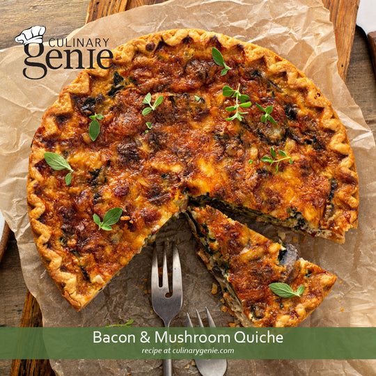 Bacon and Mushroom Quiche recipe using Culinary Genie Salt-Free Peppery Sage Seasoning Blend
