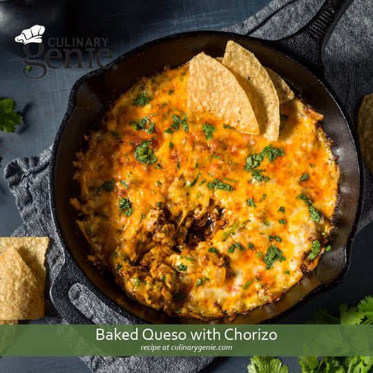Baked Queso with Chorizo recipe using Culinary Genie Salt-Free Fajita Seasoning Blend