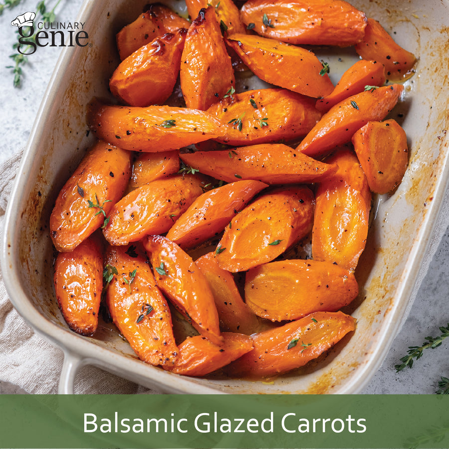 Culinary Genie Balsamic Glazed Carrots recipe featuring Culinary Genie Salt-Free Everyday Seasoning Blend.