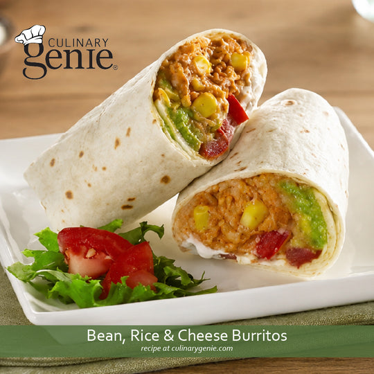 Bean Rice and Cheese Burritos recipe using Culinary Genie Salt-Free Taco Seasoning Blend