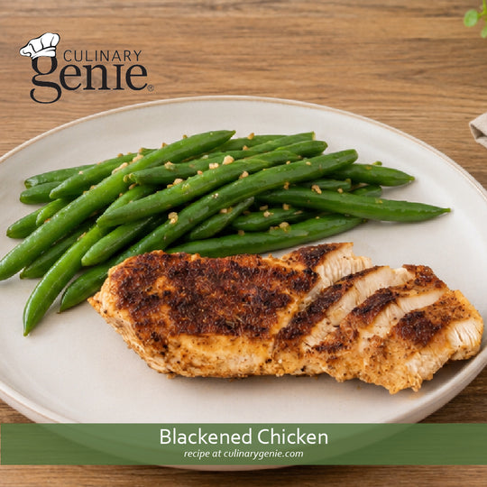 Blackened Chicken recipe using Culinary Genie Salt-Free Blackened Seasoning Blend