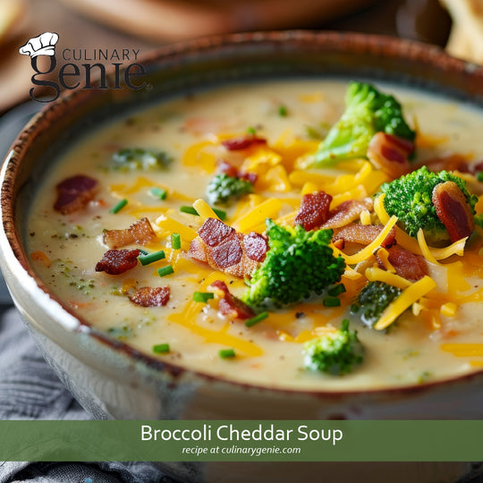 Broccoli Cheddar Soup recipe using Culinary Genie Salt-Free Umami Mushroom Seasoning Blend