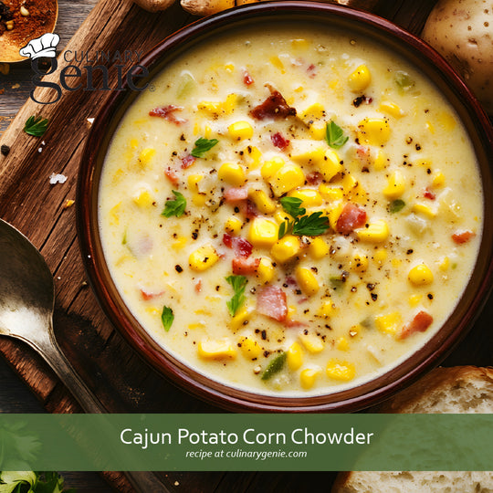 Cajun Potato Corn Chowder recipe using Culinary Genie Salt-Free Cajun Creole Seasoning Blend