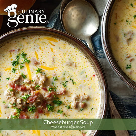 Cheeseburger Soup recipe using Culinary Genie Salt-Free Garden Herbs Seasoning Blend