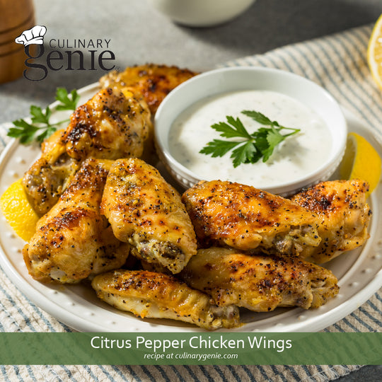 Citrus Pepper Chicken Wings recipe using Culinary Genie Salt-Free Citrus Pepper Seasoning Blend