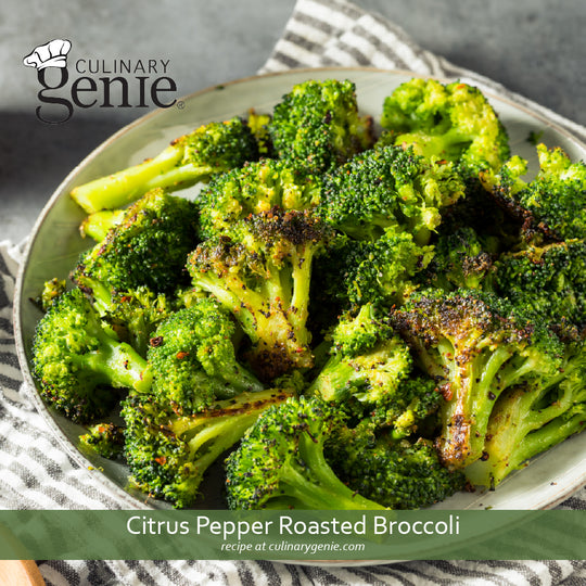 Citrus Pepper Roasted Broccoli recipe using Culinary Genie Salt-Free Citrus Pepper Seasoning Blend