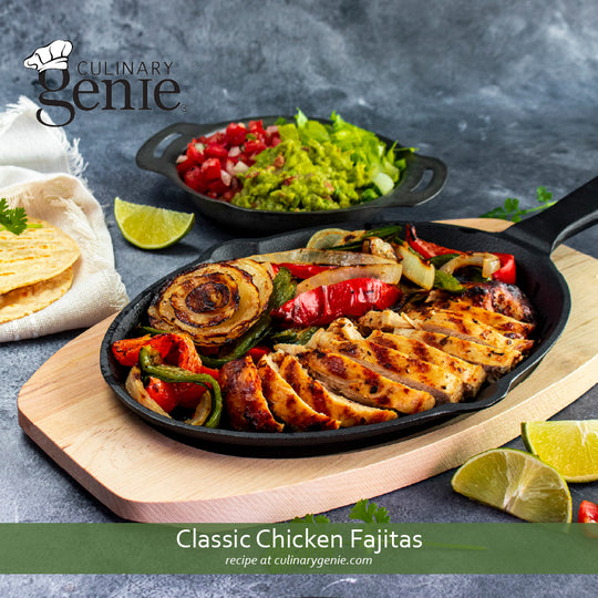 Classic Chicken Fajitas recipe using Culinary Genie Salt-Free Fajita Seasoning Blend