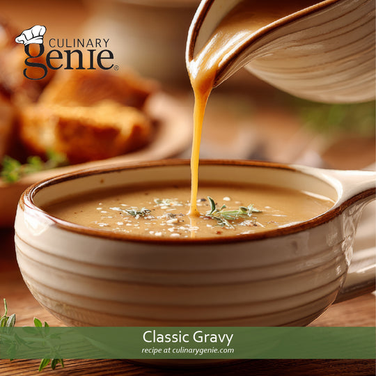 Classic Gravy recipe using Culinary Genie Salt-Free Peppery Sage Seasoning Blend
