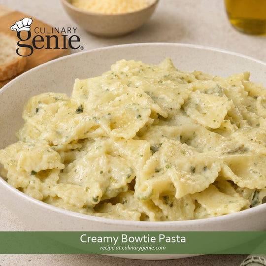 Creamy Bowtie Pasta recipe using Culinary Genie Salt-Free Everyday Seasoning Blend