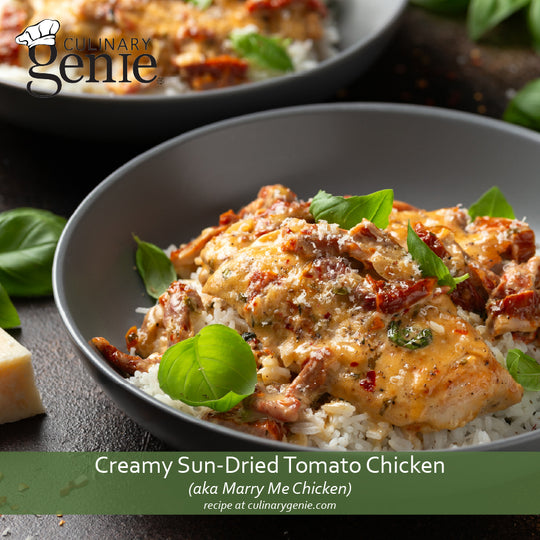 Creamy Sun-Dried Tomato Chicken recipe using Culinary Genie Salt-Free Everyday Seasoning Blend