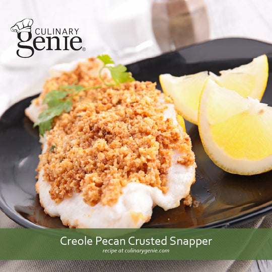 Creole Pecan Crusted Snapper recipe using Culinary Genie Salt-Free Cajun Creole Seasoning Blend