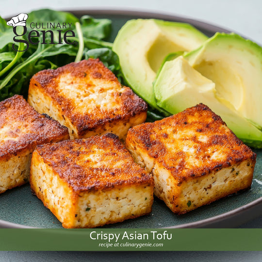 Crispy Asian Tofu recipe using Culinary Genie Salt-Free Umami Mushroom Seasoning Blend