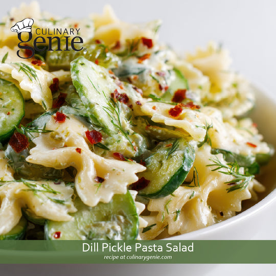Dill Pickle Pasta Salad recipe using Culinary Genie Salt-Free Garden Herbs Seasoning Blend
