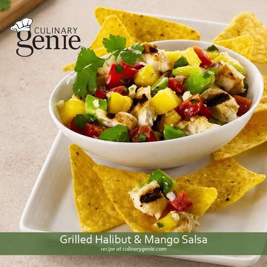 Grilled Halibut and Mango Salsa recipe using Culinary Genie Salt-Free Fajita Seasoning Blend