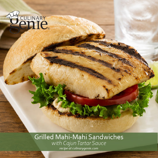 Grilled Mahi-Mahi Sandwiches with Cajun Tartar Sauce recipe using Culinary Genie Salt-Free Cajun Creole Seasoning Blend