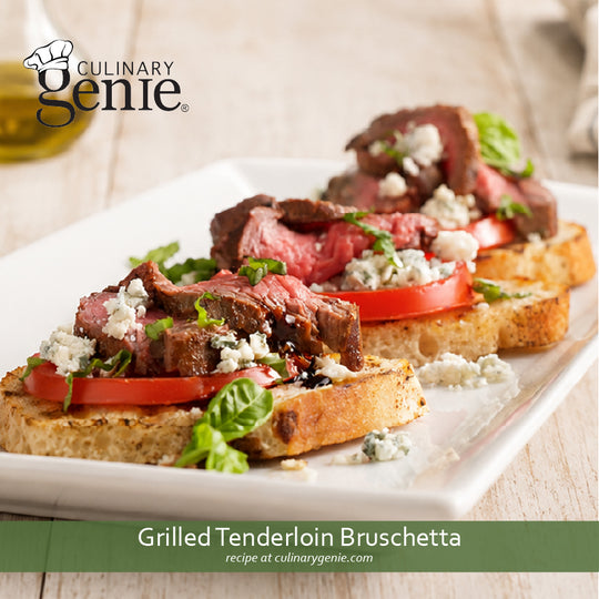 Grilled Tenderloin Bruschetta recipe using Culinary Genie Salt-Free Mediterranean Herb Seasoning Blend