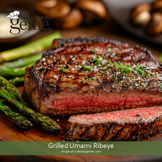 Grilled Umami Ribeye recipe using Culinary Genie Salt-Free Umami Mushroom Seasoning Blend