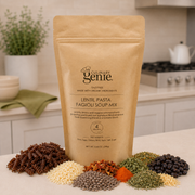Culinary Genie Salt-Free Lentil Pasta Fagioli Soup Mix package with ingredients