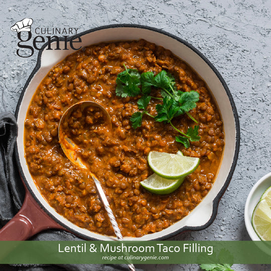 Lentil and Mushroom Taco Filling recipe using Culinary Genie Salt-Free Taco Seasoning Blend