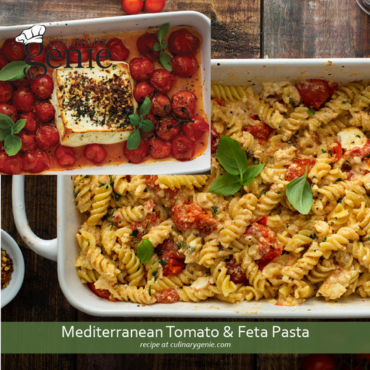 Mediterranean Tomato and Feta Pasta recipe using Culinary Genie Salt-Free Mediterranean Herb Seasoning Blend