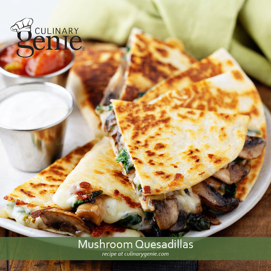 Mushroom Quesadillas recipe using Culinary Genie Salt-Free Fajita Seasoning Blend