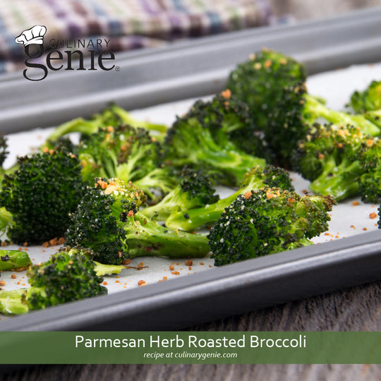 Parmesan Herb Roasted Broccoli recipe using Culinary Genie Salt-Free Garden Herbs Seasoning Blend