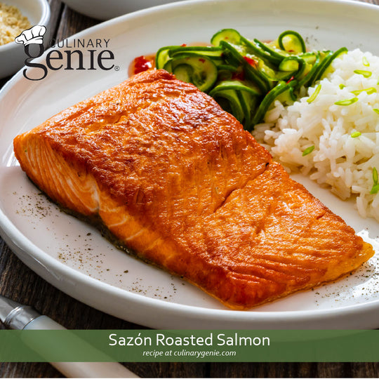 Sazón Roasted Salmon Recipe using Culinary Genie Salt-Free Sazón Seasoning Blend