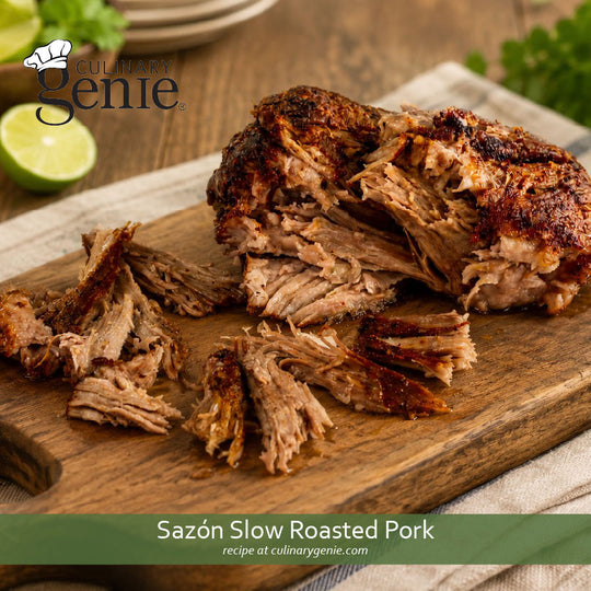 Sazón Slow Roasted Pork Recipe using Culinary Genie Salt-Free Sazón Seasoning Blend