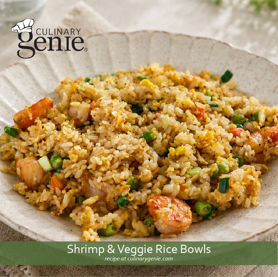 Shrimp and Veggie Rice Bowls recipe using Culinary Genie Salt-Free Umami Mushroom Seasoning Blend
