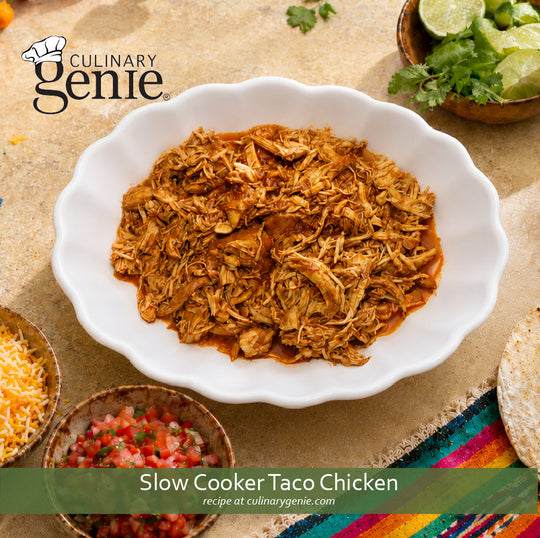 Slow Cooker Taco Chicken recipe using Culinary Genie Salt-Free Taco Seasoning Blend