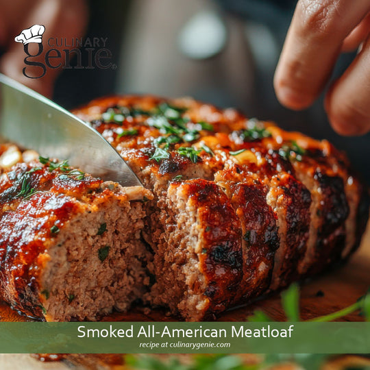 Smoked All-American Meatloaf recipe using Culinary Genie Salt-Free All-American BBQ Seasoning.