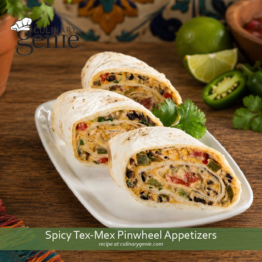 Spicy Tex-Mex Pinwheel Appetizers recipe using Culinary Genie Salt-Free Taco Seasoning Blend