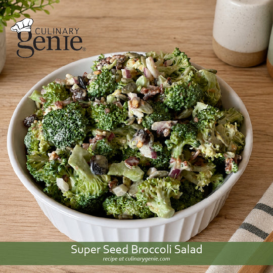 Super Seed Broccoli Salad recipe using Culinary Genie Salt-Free Super Seed Everything Bagel Seasoning Blend