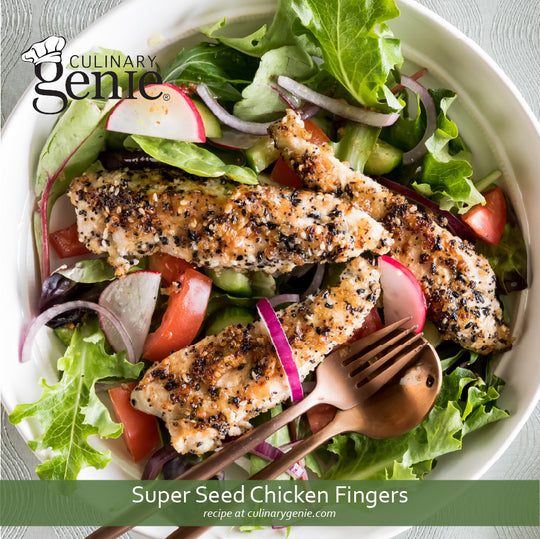 Super Seed Chicken Fingers recipe using Culinary Genie Salt-Free Super Seed Everything Bagel Seasoning Blend