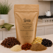 Culinary Genie Salt-Free Taco Chicken Pasta Mix package with ingredients